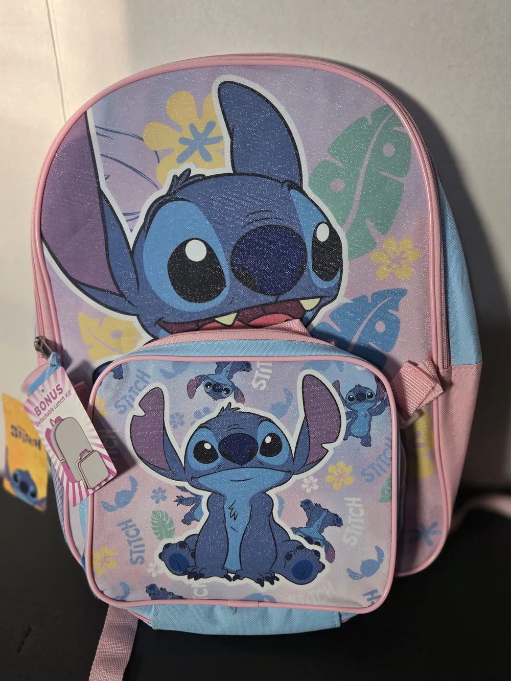 Disney Lilo & Stitch Kids Pink & Blue Backpack & Lunchbox NWT
